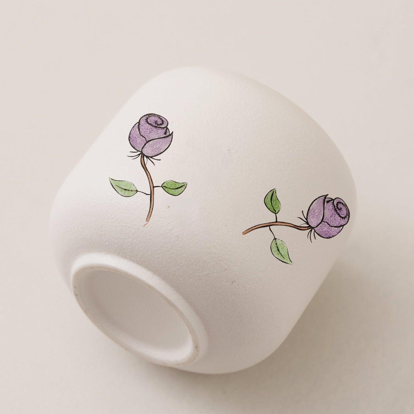 Hand Painted Purple Rose Elegant White Pet Urn Personalized Cat & Dog Pet Urn, Custom Carved Pottery Keepsake Urn