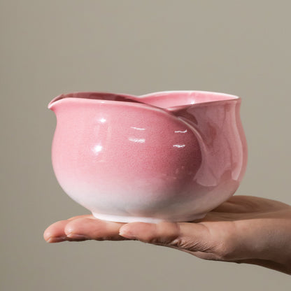 Handmade Exquisite Pink Flower-shaped Matcha Tea Bowl 4 pcs Tea Ceremony Set Flower Whisk Stand Gift for Her