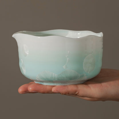 Handmade Natural Flower Glazing Gradient Blue Matcha Bowl Set, Matcha Gift Set, Matcha Tea Ceremony Set