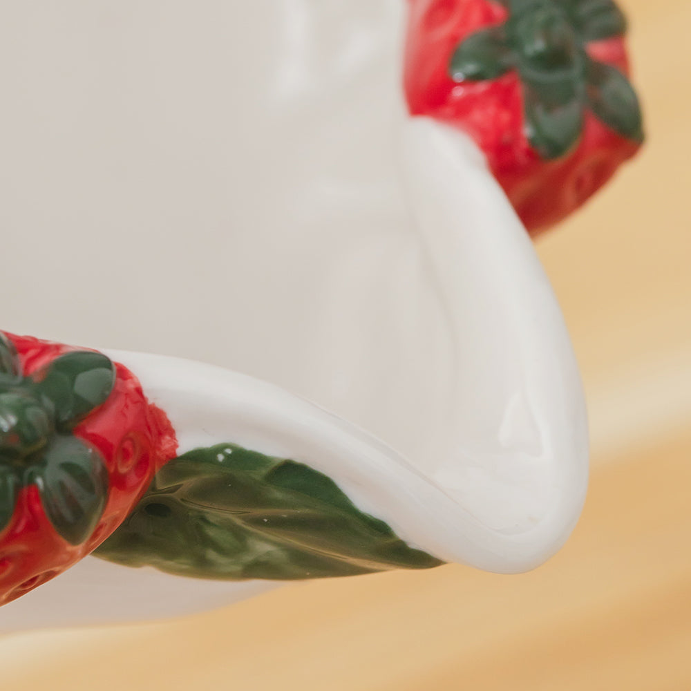 Handmade Exquisite Red Embossed Strawberry Matcha Bowl Set of 4 Tea Ceremony Set with Strawberry Whisk Holder Matcha Gift for Her
