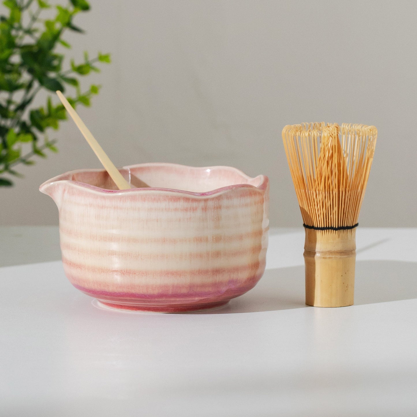 Natural Lavender Fog Matcha Bowl with Chasen Holder Matcha Gift Set Matcha Tea Gift Japanese Matcha Set of 4