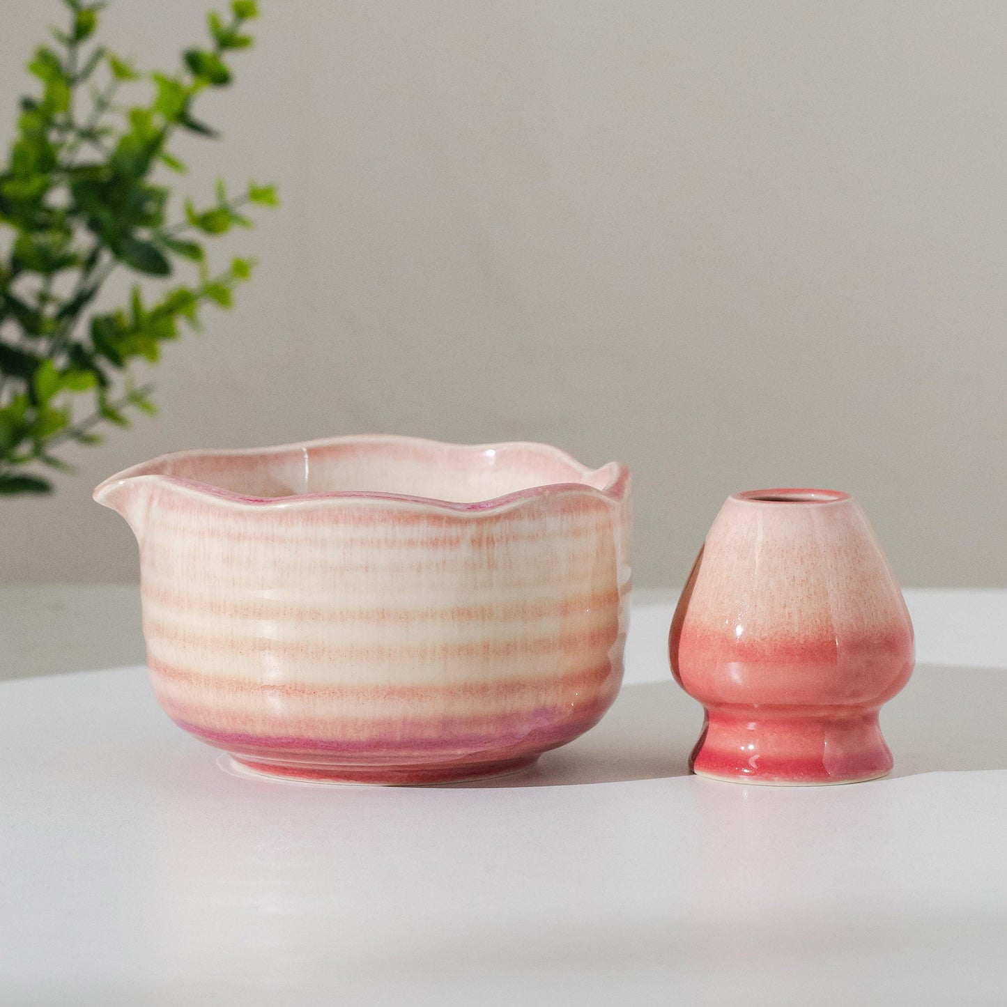 Natural Lavender Fog Matcha Bowl with Chasen Holder Matcha Gift Set Matcha Tea Gift Japanese Matcha Set of 4